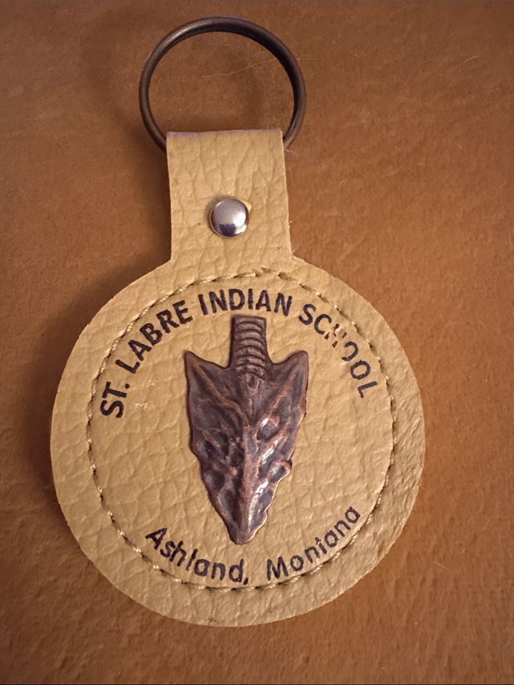 St. Labre Indian School Ashland Montana Tan Leather Keychain
